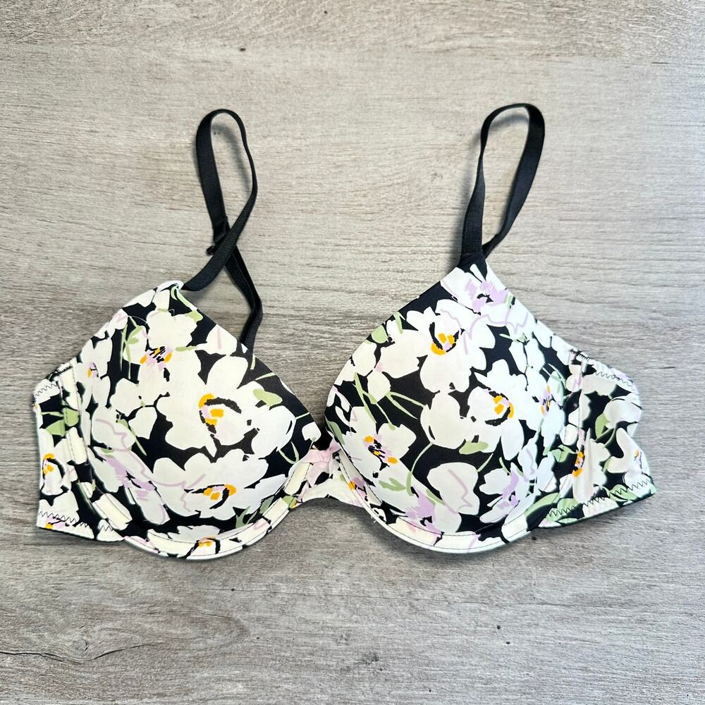 Auden The Everyday Bra Black White Floral 34B
